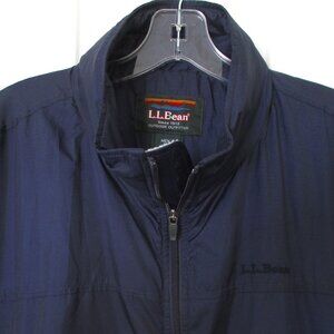 L.L. Bean Mens L/S Navy Blue Full Zip Fleece-lined 2-Pocket Windbreaker Jacket-M